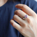 wholesale S925 silver natural amethyst ring, fireworks-cut cabochon adjustable ring, live streaming supply-0-3
