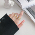 wholesale S925 Sterling Silver 536 Korean Version Ins New Irregular Double-Layer Open Ring Women's Versatile Silver Ring-0-3