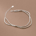 wholesale S925 Sterling Silver Korean-style Silver Bean Starry Sky Double Layer Anklet, Summer Minimalist Fresh Foot Jewelry S5650-0-3