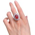 wholesale S925 silver ring set with a 9*13mm pigeon blood red solitaire, fully paved with luxurious red high-carbon diamonds, for women's live streaming and dropshipping-0-4