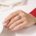 Sterling Silver Moissanite Ring, Winter Ice Snow Theme, Luxury Pavé, Niche Fashion Cross-Border Jewelry-0-1