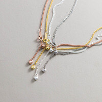 wholesale S925 Sterling Silver Fresh Sweet Ins Style Niche Design Chopin Chain Heart Necklace Y01650-Gold 925 silver