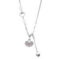 wholesale 999 Silver Chinese-style Fashionable Niche Design Cloud & Ruyi Pattern Diamond-inlaid Heart Pendant Tassel Choker Necklace-0-4