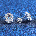 S925 Sterling Silver Moissanite Mini Pearl Flower Earrings Wholesale-0-0