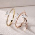 wholesale S925 Sterling Silver New Small Sugar Cube Ring for Women, Teardrop Pear-Shaped Engagement Wedding Ring-0-1