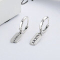 wholesale S925 Sterling Silver Asymmetric Tag Tassel Earrings in Ins Style, Street Chic and Versatile for Good Luck-0-0