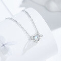 wholesale Original S925 Sterling Silver Happy Planet Necklace with Love, a Niche and Light Luxury Pendant for Women Featuring Moonstone, Same Style as Xiaohongshu-0-2