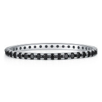 wholesale S925 gold-plated silver cross-border source full circle 4mm round black moissanite bracelet unisex hip-hop style-Platinum 17#