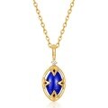 wholesale S925 gold-plated silver vintage style Japanese lapis lazuli and white crystal reversible pendant for women, convertible to bracelet-0-4