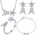 wholesale S925 Sterling Silver Open Ring Tassel Earrings Star Necklace High-end Fashion Brand Jewelry Set of Four Pieces-0-9
