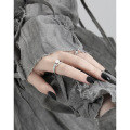 wholesale S925 Sterling Silver Geometric Openwork Inlaid Freshwater Pearl Opening Ring for Women, Korean Version Minimalist and Elegant-0-2