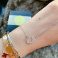 wholesale S925 Sterling Silver Star Zircon Necklace Vintage Crystal Lucky Horseshoe Wishbone Small Luxury Collarbone Chain-0-3