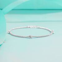 wholesale S925 Sterling Silver Cross-Border Moissanite Cube Mesh Style Design Small and Exquisite Luxury Three-Diamond Bracelet-30-point (Moissanite) bracelet