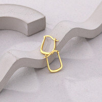 wholesale 925 Sterling Silver Vintage Square Ear Clasps For Women, Ins，。-E2670-Gold 925 Silver