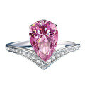 wholesale S925 Sterling Silver 2-Carat Pear-Shaped Crown Moissanite Women's Ring-0-15
