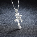 S925 Silver Cross Pendant Moissanite Hip-Hop Bead Chain Necklace Wholesale-0-1