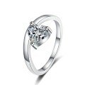 wholesale S925 Sterling Silver Versatile Cute Sweet Style Girlfriend Gift Heart-Shaped Moissanite Ring-0-4