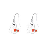 wholesale S925 Sterling Silver Halloween Cartoon Ghost Earrings, Cute and Unique Niche-E3660-White Gold 925 Silver