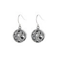 wholesale S925 Sterling Silver Retro Vintage Matte Filigree Openwork Engraved Floral Round Ball Ethnic Style Earrings for Women-0-4