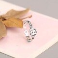 wholesale Sterling Silver Minimalist H Letter Adjustable Open Ring for Women, Fashionable and Unique Niche Smiley Hand Accessory-0-1