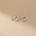 wholesale S925 Sterling Silver Small Unique and Chic Ins Fashion High-end Butterfly Bead Stud Earrings M05852-0-3