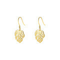wholesale S925 Sterling Silver Small Batch Design Matte Textured Earrings, Women's Gold Leaf Ear Hooks-0-0