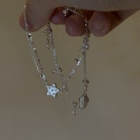 wholesale 925 Sterling Silver Madeleine Shell Cake Star Cookie Bracelet, Fresh and Delicate Double-Layer Chain Accessory for Women-Shell Model 925 Silver