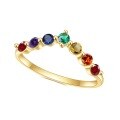 wholesale 14k gold-plated S925 sterling silver inlaid with colored gemstones ring, fashionable and minimalist luxury V-shaped row ring-0-4