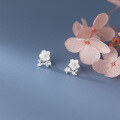 wholesale S925 Sterling Silver Diamond Flower Stud Earrings Women's Japanese Korean Minimalist Forest Style Mini Floral Earrings G3427-0-3