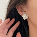 wholesale S925 Sterling Silver Natural Freshwater Pearl Flower Stud Earrings for Women, Boho Chic, High-end Fashion, Korean Style-0-3
