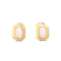 wholesale S925 Sterling Silver Simple Geometric Square Vintage Stud Earrings for Women, White Chalcedony Autumn and Winter Earrings New Style-0-1