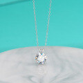 wholesale S925 Sterling Silver Moissanite Bunny Ear Necklace for Women, Ins Minimalist Style, Simple and Unique Design, High-End Sense Collarbone Chain-0-1