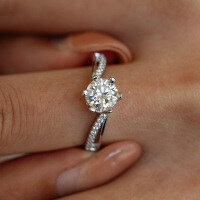 S925 Sterling Silver Moissanite Ring, High-End Ladies' Twist Shank Six-Claw Classic Proposal, Drop Shipping-1 carat (empty setting)  Hong Kong number 16