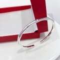 wholesale S999 Pure Silver Bamboo Joint Bangle Women Original Niche Design Openable Minimalist Sterling Silver Bracelet Birthday Gift-0-5