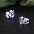wholesale S925 Sterling Silver Luxury Floral Ear Clips with Natural Topaz and Crystal Gemstone Earrings for Women, In Stock-0-0