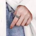 wholesale S925 Sterling Silver Vintage Distressed Rope Twist Handwoven Creative Unisex Open Ring-0-2