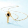 wholesale S925 Sterling Silver Japanese-style small and exquisite key pendant, niche luxury, ins-style black onyx necklace, dropshipping-0-2