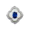 wholesale S925 silver ring with white mother-of-pearl inlay and 4*6mm royal blue, fashionable, delicate, vintage-style, elegant, live-streaming collection-0-3