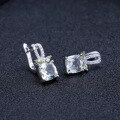 wholesale S925 Silver Light Luxury Design Natural Amethyst and Green Quartz Earrings, Fashionable High-End Gemstone Earrings-0-3
