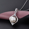 wholesale S925 Sterling Silver Small Freshwater Pearl Pendant Necklace for Women, Minimalist Luxury Style Choker Jewelry-0-1