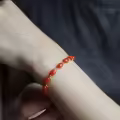 wholesale S925 silver natural river material icy base cherry red multi-granule cabochon bracelet simple yet luxurious cherry red Nanhong bracelet-0-4