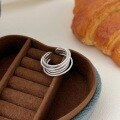 wholesale S925 sterling silver minimalist multi-line open adjustable finger ring, Korean-style versatile design-0-4