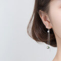 wholesale S925 silver ethereal literary lady synthetic green phantom crystal ear thread elegant wave earrings G4925-0-2