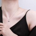S925 Sterling Silver Blue Sapphire Moissanite Pendant Necklace Wholesale-0-2