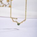 wholesale 9K gold AU375 minimalist high-end necklace with natural gemstone zodiac guardian stone pendant-0-2