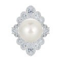 wholesale The 18K gold designer-style 16mm pearl ring with luxurious pave setting is selling hot in live streams-0-4