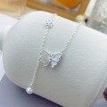 wholesale 999 Silver Maker S999 Ultra-Fairy Butterfly Pearl Tassel Necklace, Luxe and Versatile Fashion Pearl Collarbone Chain-0-1