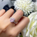 wholesale S925 metal, pink oval 8*10 high carbon diamond ring, overall light luxury style women's ring-0-3