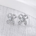 wholesale 925 Sterling Silver Micro-Paved Zircon Flower Earrings for Women, Elegant and Luxurious Four-Leaf Clover Stud Earrings-0-1