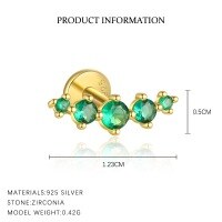 wholesale S925 Sterling Silver Wholesale Women's Earrings With Green Zircon, Irregular Design For Luxurious Style-E4772-Gold/Single 925 Silver